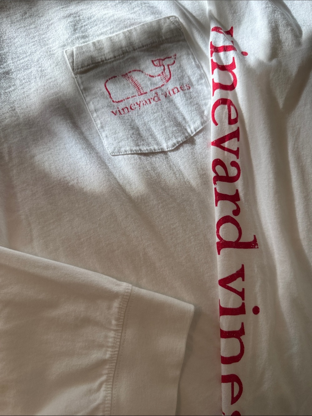 Vineyard Vines White Long-Sleeve Tee with Red Distressed Baseball Whale - Picture 5 of 5
